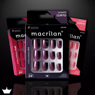Macrilan Unha Postiça Tamanho Curto/Médio/Bailarina/Stiletto/Oval/Amendoado 24 Peças - Original em Oferta na Shopee