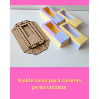 Molde mdf caixa para canetas personalizadas caixa e 2tampas em Oferta na Shopee