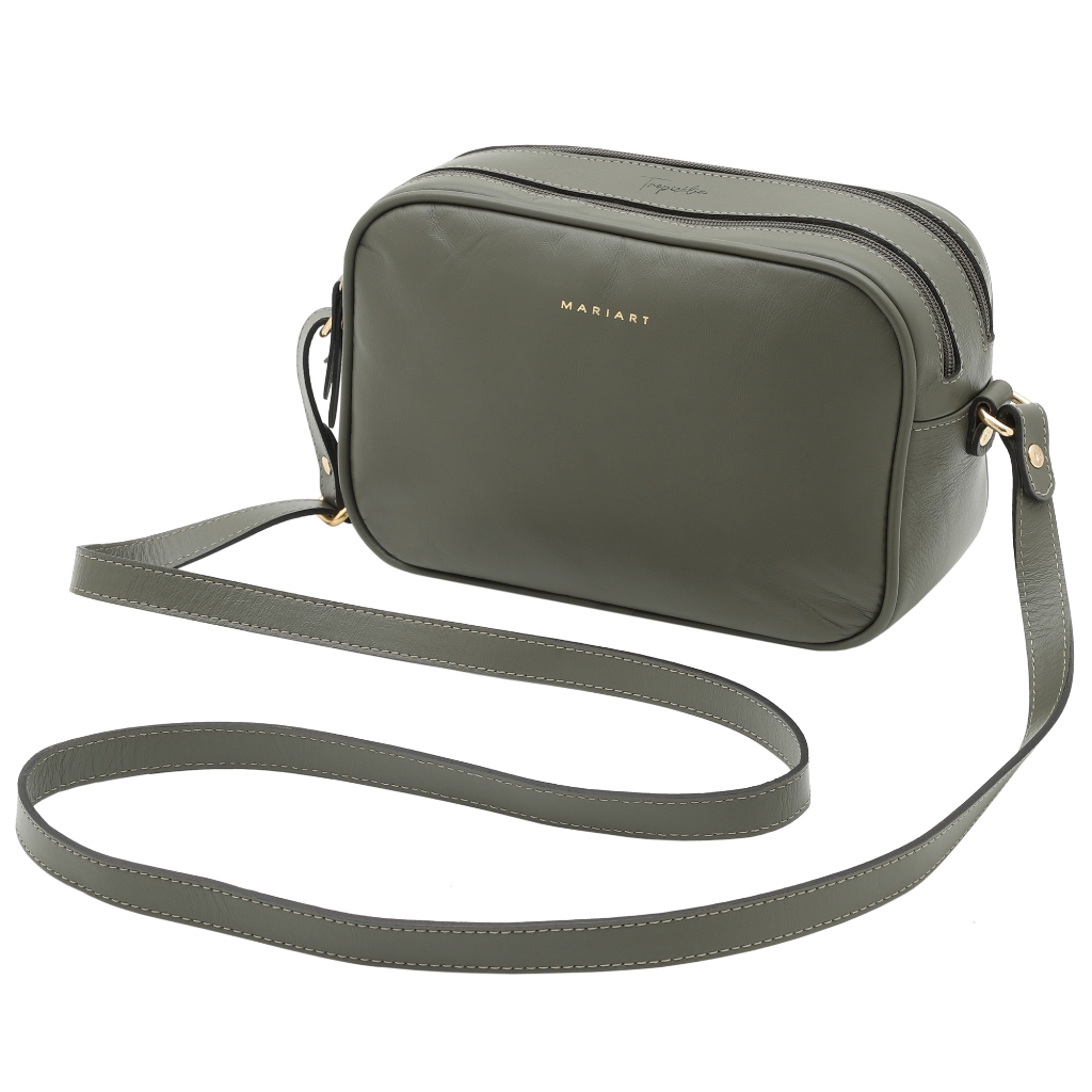 Bolsa Transversal Feminina de Couro Bovino Legítimo Mariart Guaraná Tropicália