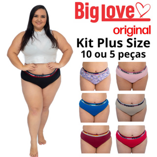 Kit 10 ou 5 Calcinha Plus Size  Cintura Alta  Algodão Tamanhos Especiais BIG LOVE com Cós Largo em Oferta na Shopee