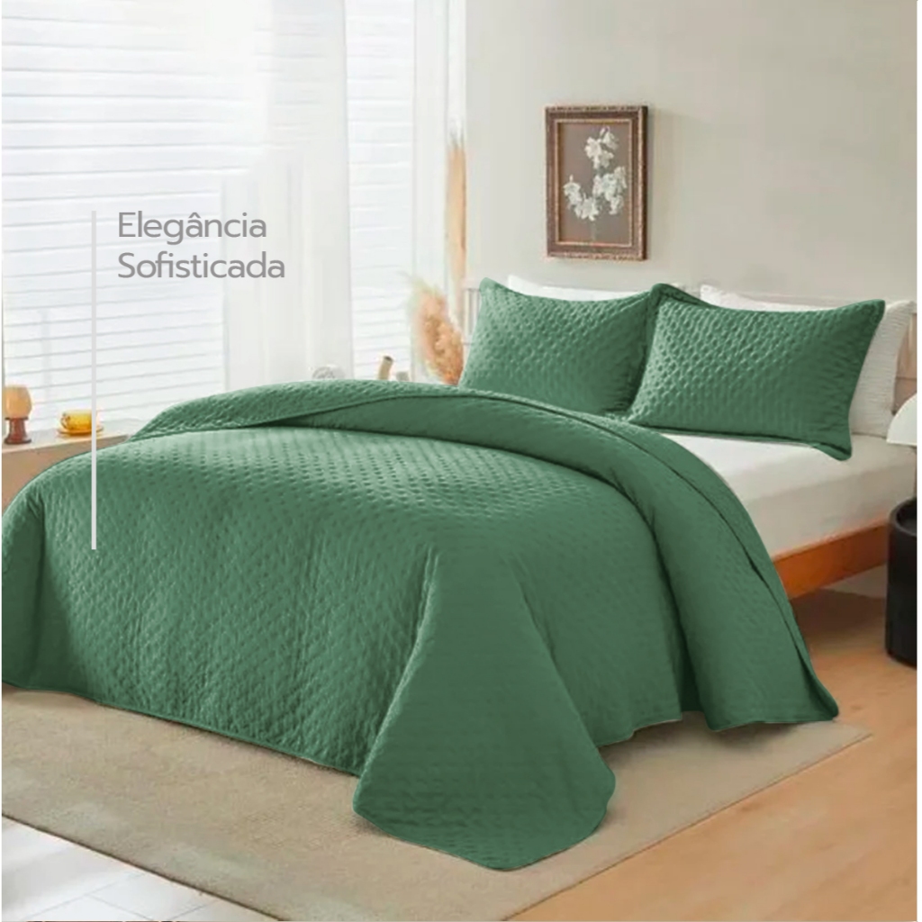Colcha Cobre Leito Percal 400 Fios Toque de Pluma Genebra Mônaco 3 Peças