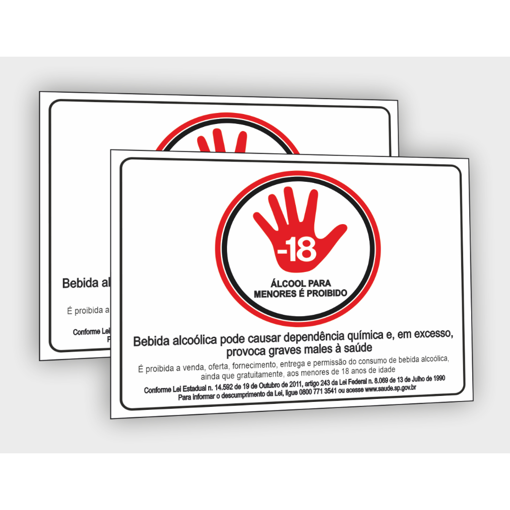 Placas Proibido Vender Bebida Alcoolica P/ Menores 18 Anos Plaquinhas