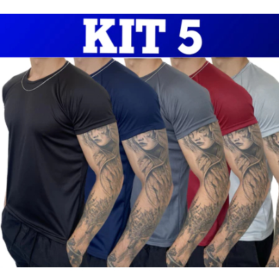 Kit 5 Camisetas Dry Fit Masculina - Casual - Treino - Academia - Esportes - Exercícios - Corrida