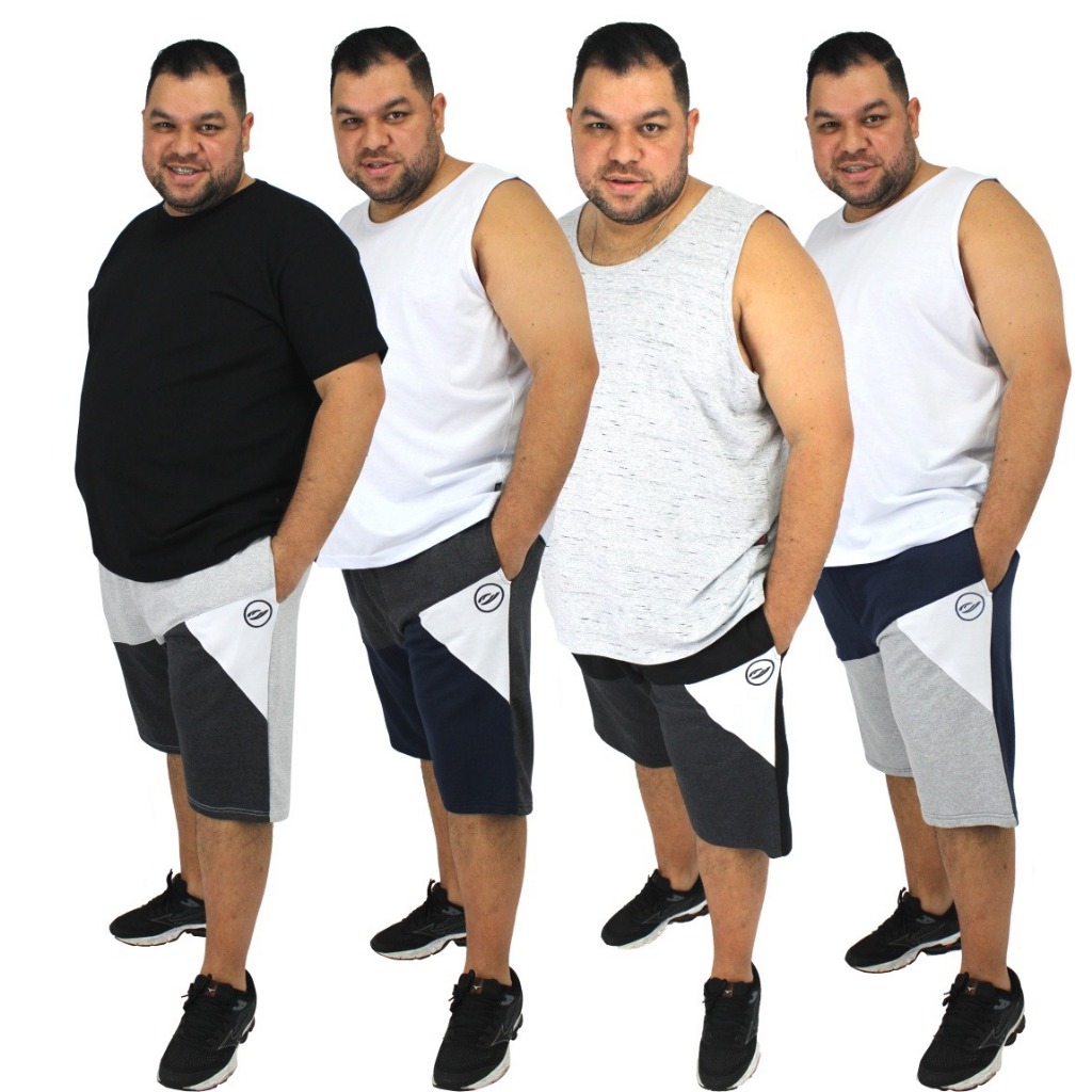 kit 10 Bermuda Moletom Diferenciada Plus Size Masculin Bolsos fundos