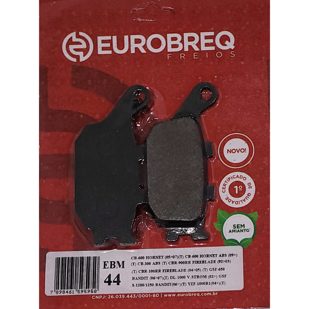 Pastilha de Freio EUROBREQ EBM-44 Traseira CB600 Hornet GSF650 Bandit