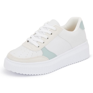 Tênis Feminino Plataforma Casual Verde e Branco, Conforto para o Dia a Dia Macerata Ref: 1024 em Oferta na Shopee