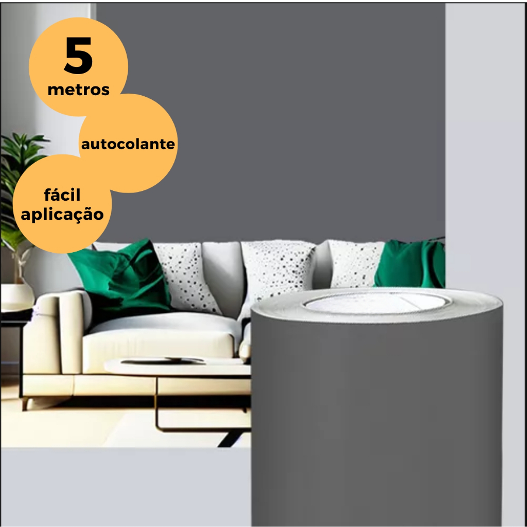 Papel Adesivo Cinza De Parede Rolo 5 Metros Cinza Fosco Móveis Envelopamento Lavável Fácil De Aplicar em Oferta na Shopee