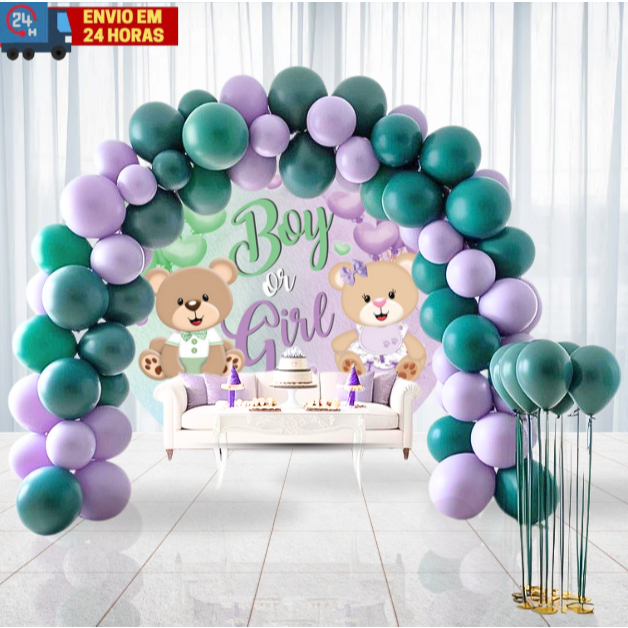 KIT 100 Balões Bexiga Verde Escuro e Lilás Latex Para Decoração Revelação Festa Eventos Aniversario em Oferta na Shopee