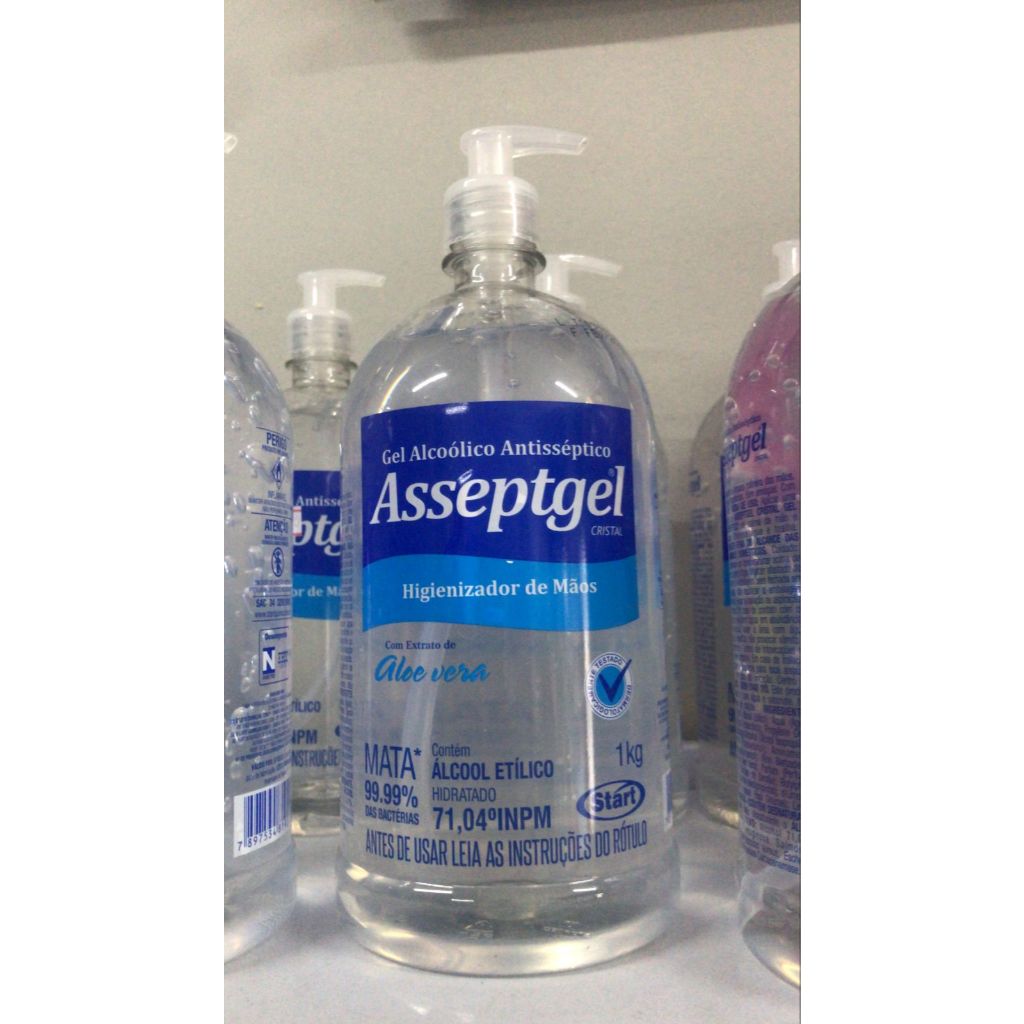 Asseptgel Cristal Higienizador de Mãos em Gel Pump 1kg
