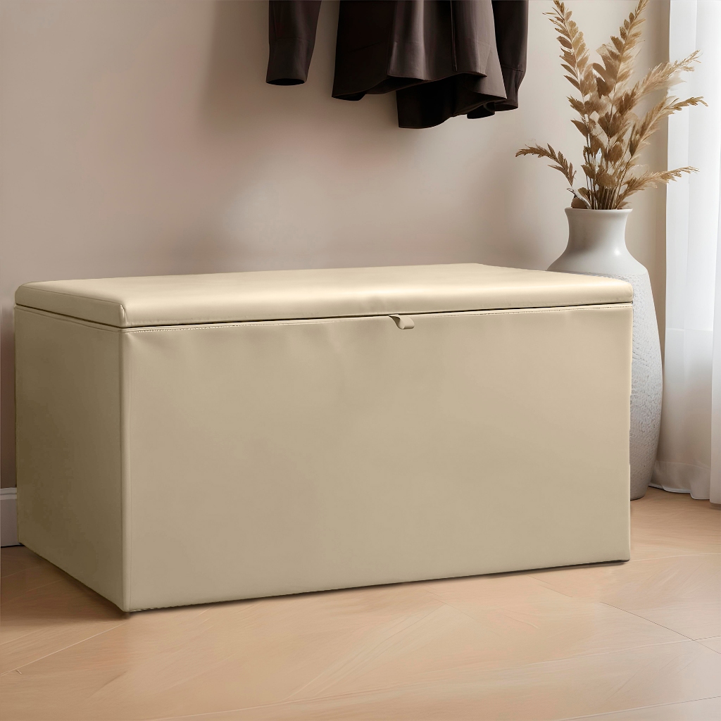 Baú Grande Retangular Em Couro Sintético 90x40x44cm - Várias Cores em Oferta na Shopee