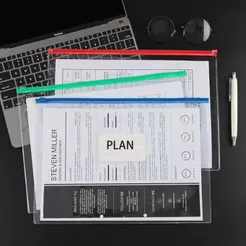 Envelopes PVC com Ziper de Plástico Pasta para Documentos Identificação Saco Envelope Organização