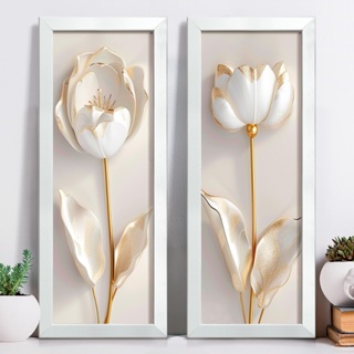 Kit 2 Quadros Decorativos Com Moldura Floral 3D Flores Banheiro Lavabo Toallete em Oferta na Shopee