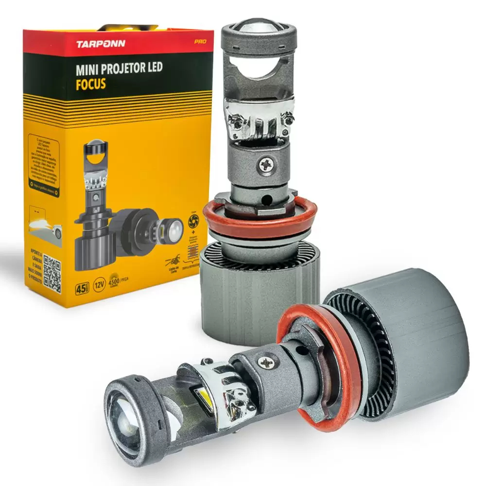 Par Mini Projetor Led Canhão H8 H9 H11 H16-A Focus Tarponn 6000k 4500LM