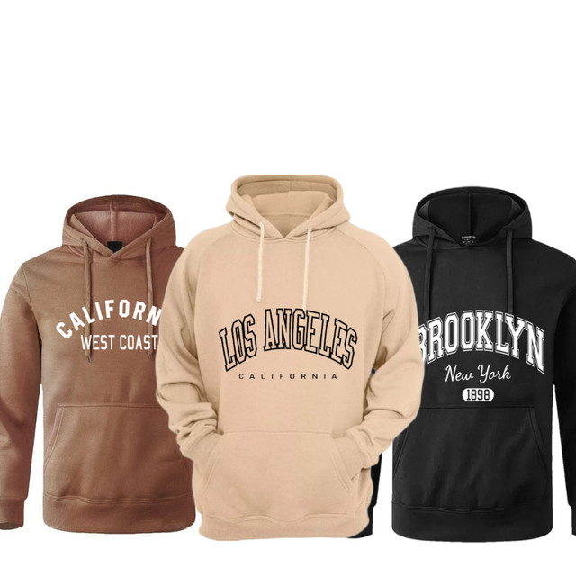Kit 3 Moletom Canguru Unissex Estampado Blusa de Frio Masculina Tendencia Promoção