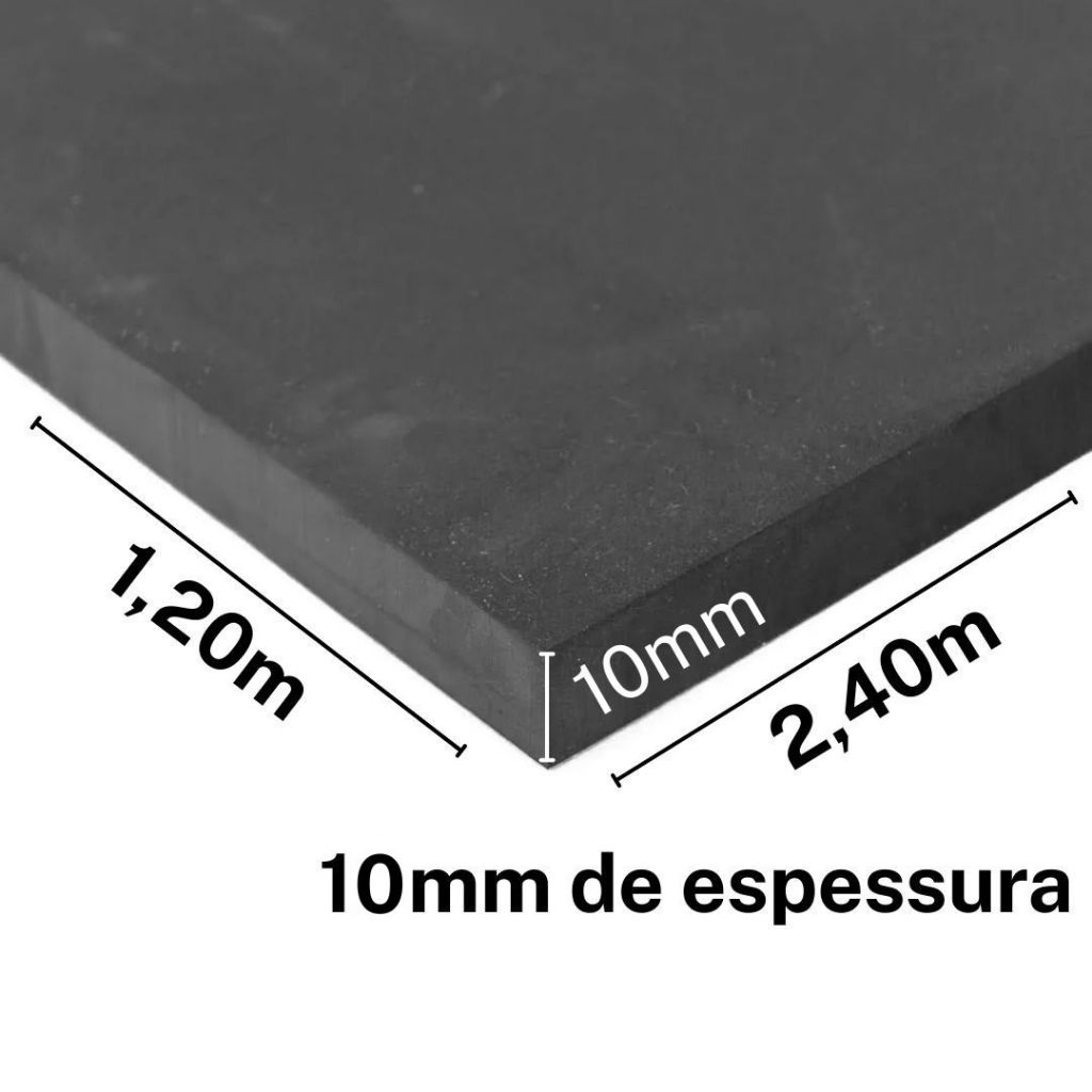 Placa de EVA GRANDE 2,30m x 1,20m - 10mm PRETO - Total 2,76m²