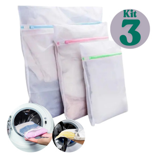 Kit 3 Sacos Lavagem Roupa Delicada PMG Anti-deformação em Oferta na Shopee
