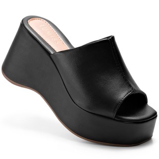 Sandália Feminina Lumiss Plataforma Tamanco Confortável Blogueira Meia Pata Anabela Preto em Oferta na Shopee