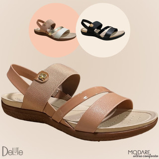 Sandália Rasteira Modare Feminina Ultra Conforto Ortopédica Calce Fácil Tiras Elásticas Dry Tech em Oferta na Shopee