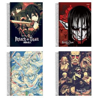 Caderno Capa Dura 1 e 10 Matérias Attack on Titan shingeki no kyojin levi eren mikasa em Oferta na Shopee