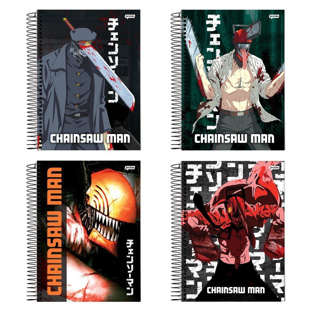 Caderno Capa Dura 1 Matéria Chainsaw Man pochita denji power makima aki anime papelaria