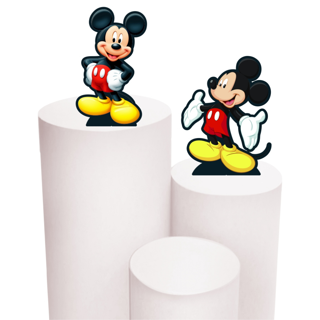 Kit de Display 2 de 20cm Totens para Decoração de Festa Mickey em MDF Cortado a Laser em Oferta na Shopee