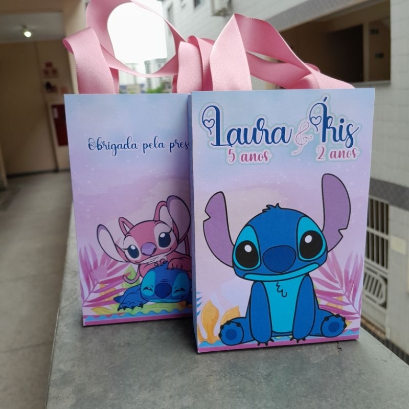 Kit  Sacolinhas Personalizadas Nome Festa  STITCH Angel Lembrancinha ENVIO RÁPIDO