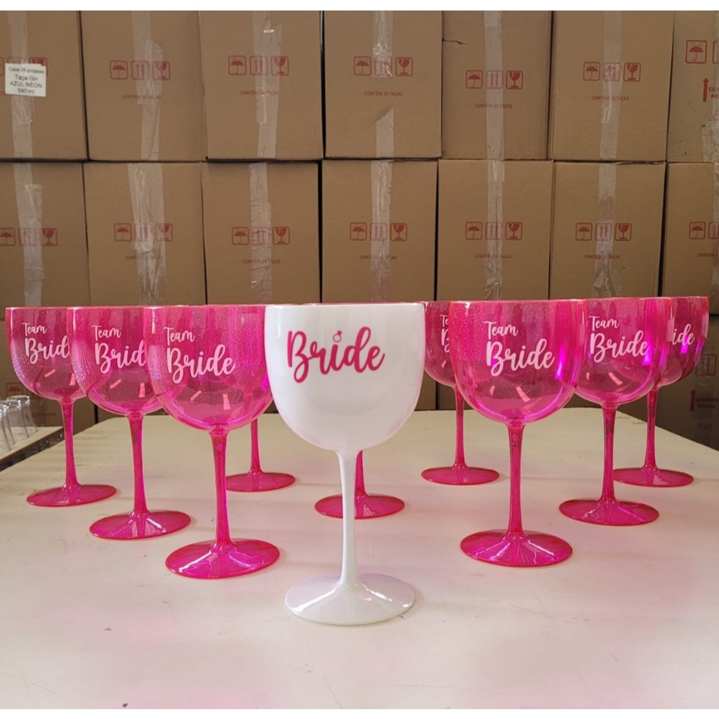 Kit 12 Taças Gin Vodka 580ml Acrílica Personalizadas Chá de lingerie despedida de solteira madrinhas Bride Noiva - Aloha