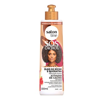Ativador de Cachos SOS Cachos Rícino e Queratina Salon Line 300ml em Oferta na Shopee