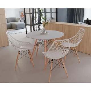 Conjunto Sala de Jantar Mesa Eames 90cm + 4 Cadeiras Kaila Pp Cores