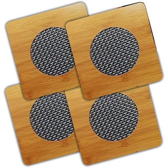 Descansos Panela Quente Quadrado Bambu Tela Metálica Porta Travessa Apoio Mesa Calor Borracha