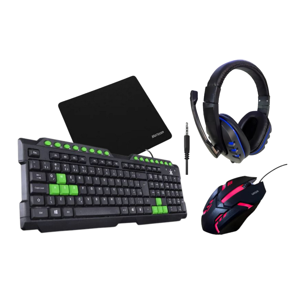 kit Gamer periféricos - teclado + mouse + mouse pad + fone de ouvido