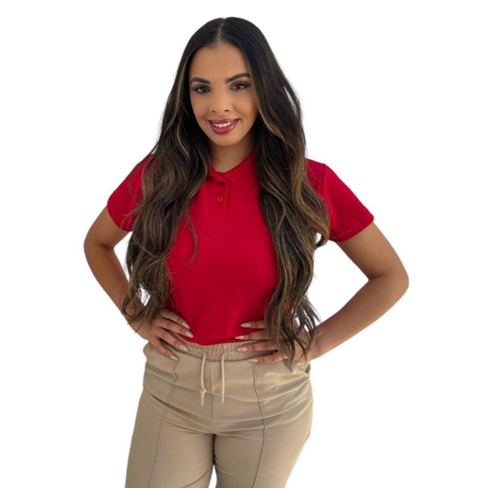 kit Com 2 Camisas Polo Feminina Baby Look Piquet em Oferta na Shopee