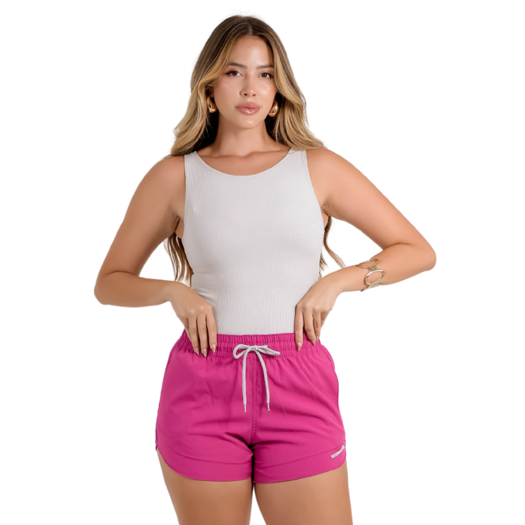 Short Elastano Feminino Tactel Premium Liso Moda Casual Verão Praia Academia