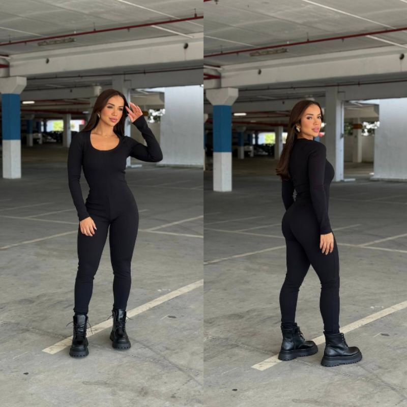 Macacão Manga Longa Virginia ZERO TRANSPARÊNCIA Festa Academia Macacão Feminino