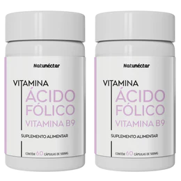 KIT 02 UN. Natunéctar Vitamina B9 Ácido Fólico 1000mcg 120 cápsulas Gestante