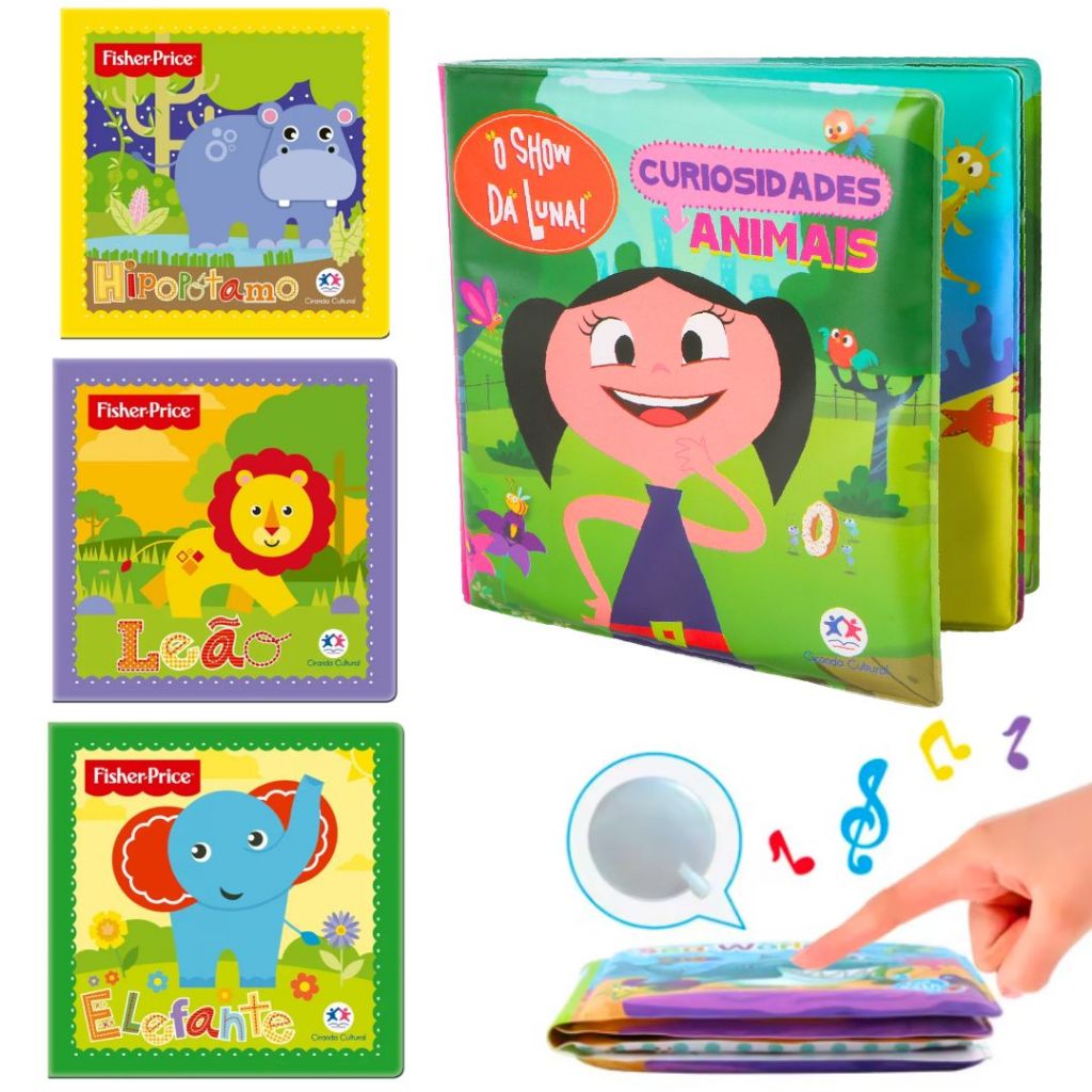 Kit 5 Livro de Banho Para Bebê Criança Galinha Pintadinha Show Da Luna Animais Leão- ORIGINAL em Oferta na Shopee