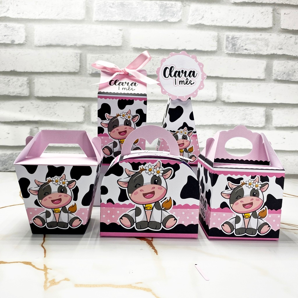 PEGUE E MONTE Festa Vaquinha Amo tetê ROSA Personalizados | Lembrancinhas | Mesversario | Aniversário | Caixinhas