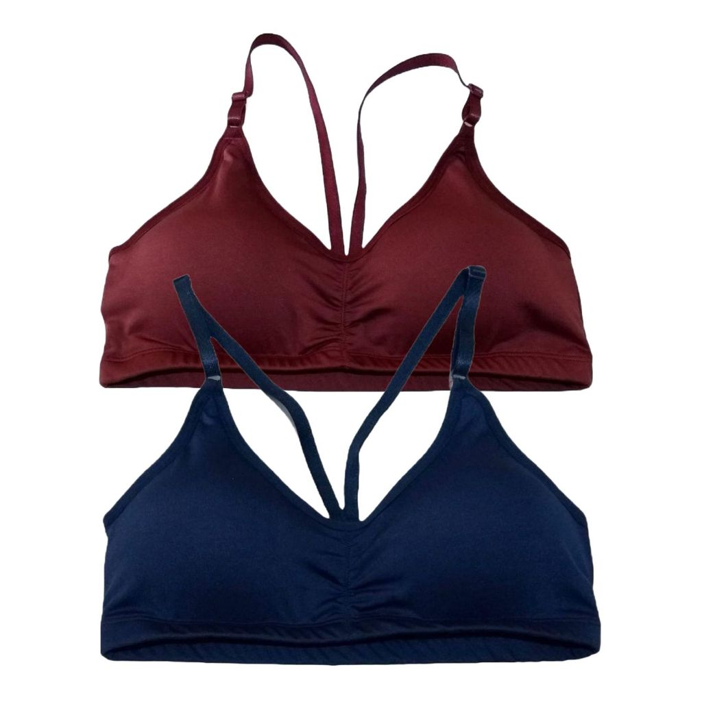 Kit 2 Tops Fitness Feminino Alça Fina em Microfibra com Bojo Removível para Academia
