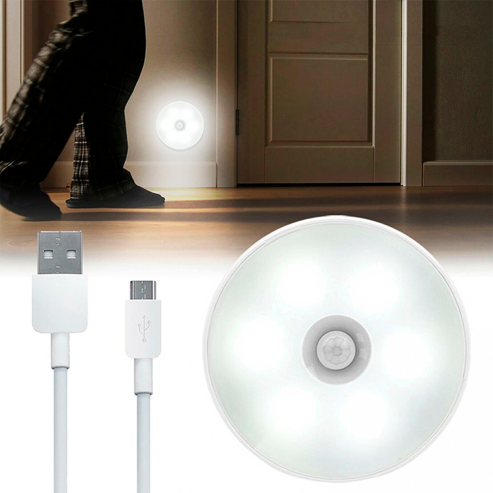 Lâmpada Com Sensor de Presença Luz Led Recarregável USB Sem Fio Casa Quarto Guarda Roupa