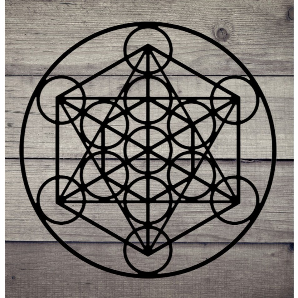Madala Cubo Metatron Com aro Aplique de parede Vazado geometria sagrada cristais 20cm