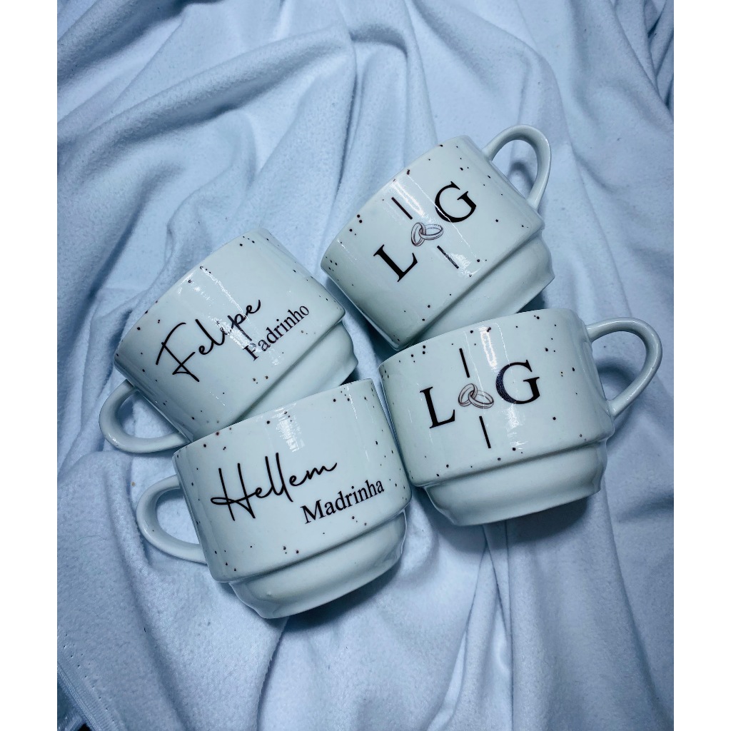 Kit Xicaras Personalizada - Casamento Ou sua arte dias dos namorados  festa e eventos Padrinho dinda dindo em Oferta na Shopee