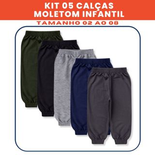 Kit 05 Calças Moletom Inverno Infantil Masculino Menino 02 ao 08 Cores Sortidas em Oferta na Shopee