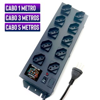 Filtro Linha 10 Tomadas Espaçadas Cabo 1mt | 3mt | 5mt Profissional de Metal em Oferta na Shopee