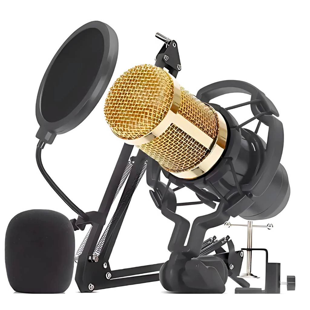 Microfone Condensador Dinâmico braço articulado cabo XLR desempenho profissional completo
