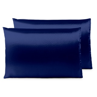 Kit 02 Fronha de Cetim Anti frizz 70cmx50cm ( Azul Marinho) em Oferta na Shopee