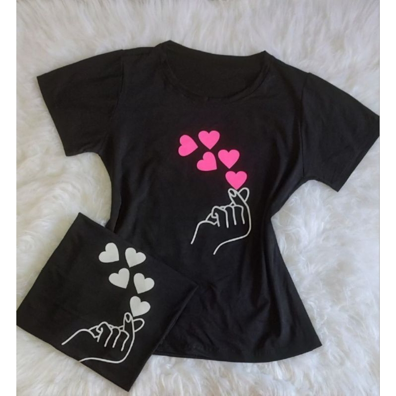 T-shirt E Blusinha Feminina De Coração Estalos Dedo Camisetas E Babylook em Oferta na Shopee