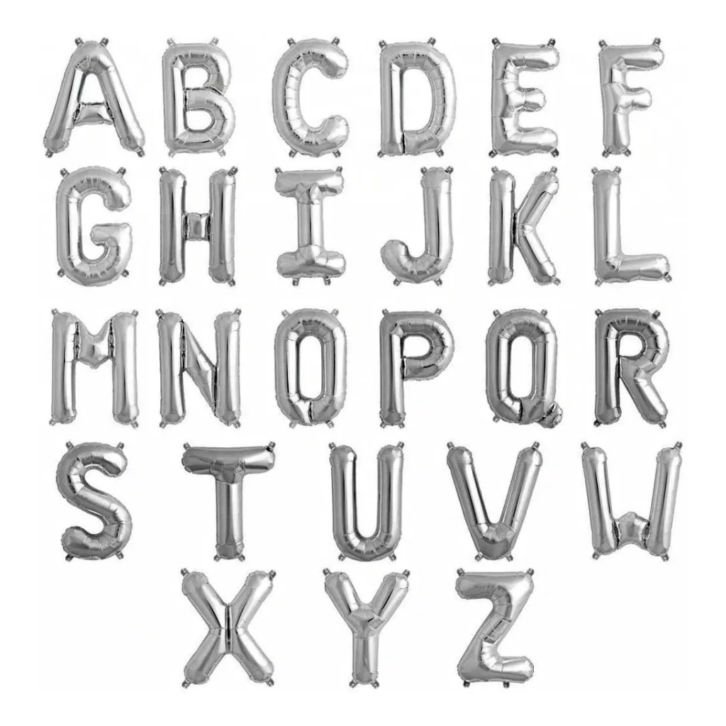 Balão Letras 80cm Metalizado Festas Aniversários Decoração Eventos Balões Prata em Oferta na Shopee