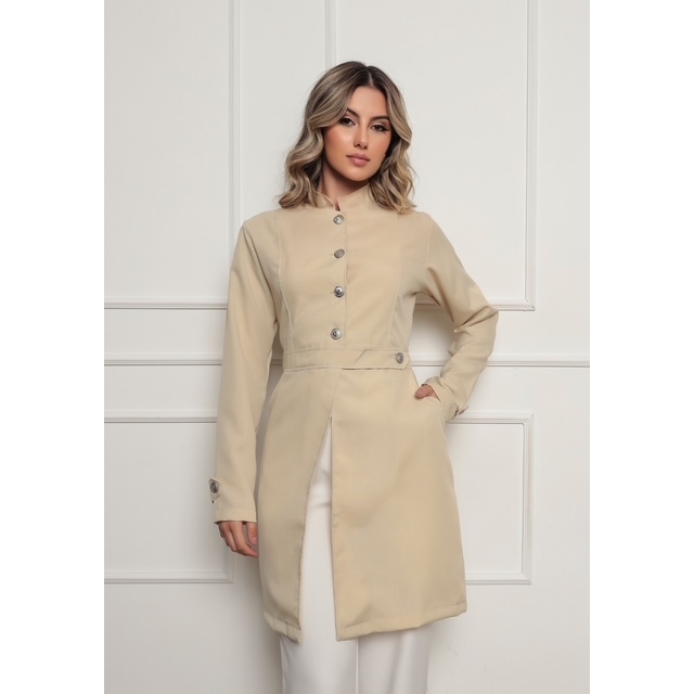 Jaleco Feminino Bege Julie com botão Gardenia Uniformes