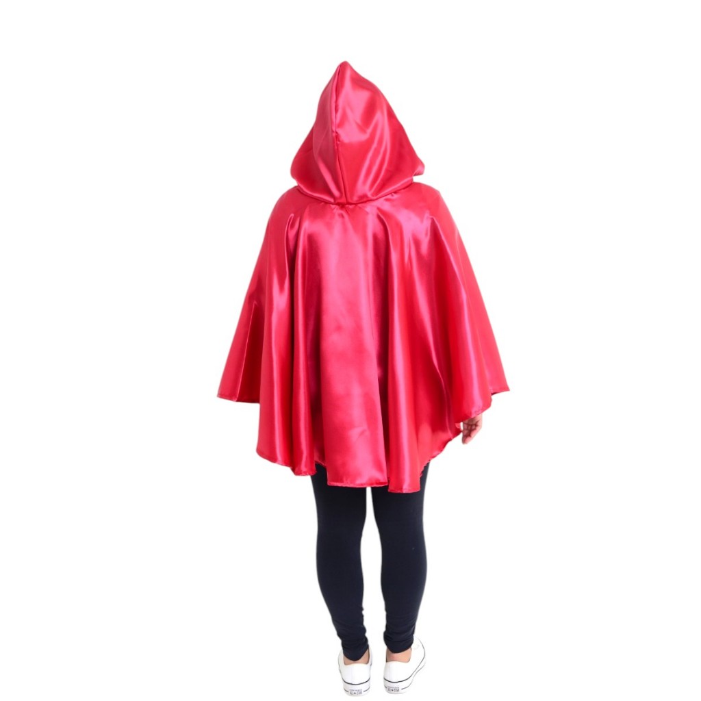Capa Chapeuzinho Vermelho Em Cetim Adulto Fantasia Vermelha — imagem 2 de 2
