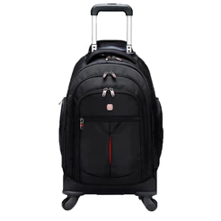 Mochila Rodinha Preta Puxador Reforçado Multifuncional Cross